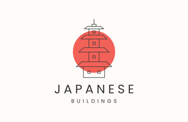 Naklejka premium Torii buildings torii gate logo design inspiration