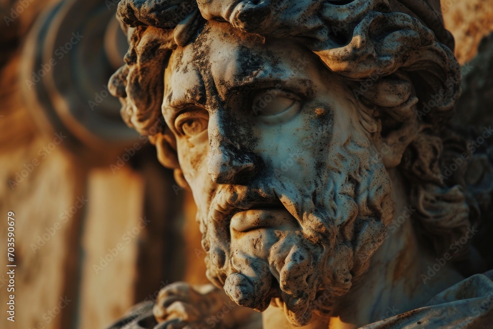 Aufkleber A close up view of a statue depicting a man with a beard. Can be used as a decorative element or to symbolize wisdom and maturity