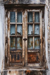 Fototapeta na wymiar An old window with peeling paint. Perfect for adding a touch of rustic charm to your projects