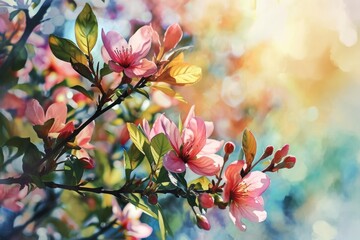 A close up view of a tree with beautiful pink flowers. Perfect for nature enthusiasts and floral designs