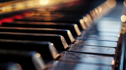 A detailed view of the keys on a piano. Suitable for music-related projects and compositions