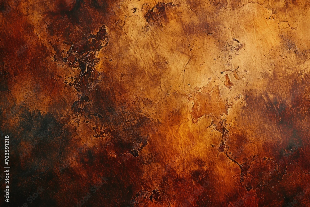 Poster A close-up view of a rusted surface on a wall. This image can be used to depict decay, deterioration, or an industrial aesthetic