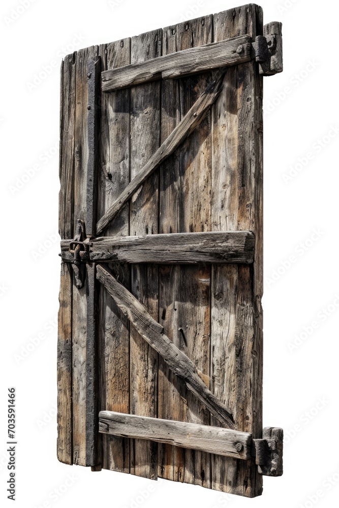 Poster Close-up view of a wooden door on a white background. Perfect for architectural projects or interior design concepts