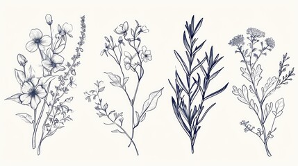 A collection of different types of flowers displayed on a clean white background. Perfect for adding a touch of color and nature to any design or project