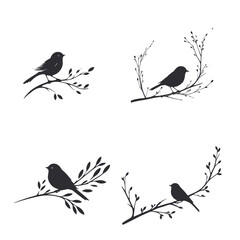 Set of birds on a branch icon for web app simple line design - obrazy, fototapety, plakaty