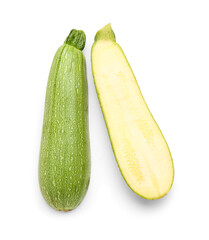Fresh green zucchini on white background