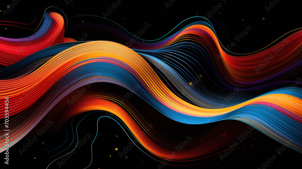 Poster abstract wavy wired lines texture background, pattern of energy motion in digital space. cyberspace 