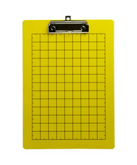 Clipboard plastic yellow color isolated on white background.