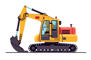 Obraz na płótnie Canvas excavator on white background, earth mover machine construction equipment digger
