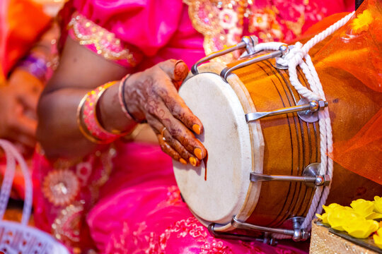 Traditional Indian drums close up