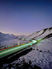 Enchanting allure of Lindis Pass at sunset. Capturing the magic of long exposure, witness...