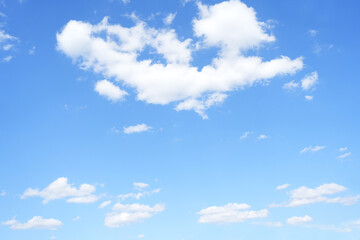 Blue sky background with fluffy clouds in summer