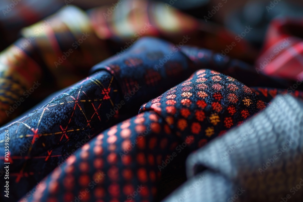 Poster a close up view of a bunch of ties. perfect for fashion-related projects or business presentations