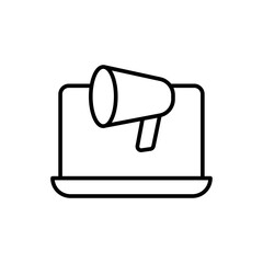 Laptop notification outline icons, minimalist vector illustration ,simple transparent graphic element .Isolated on white background