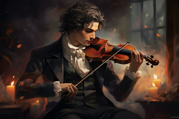 Fototapeta premium classical violin player, classical musician, classical music, violin