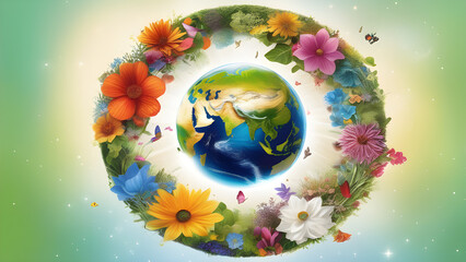 Earth Day concept Global Harmony: Cultivating a United Earth Through Botanical Diversity – A Call for Environmental Stewardship