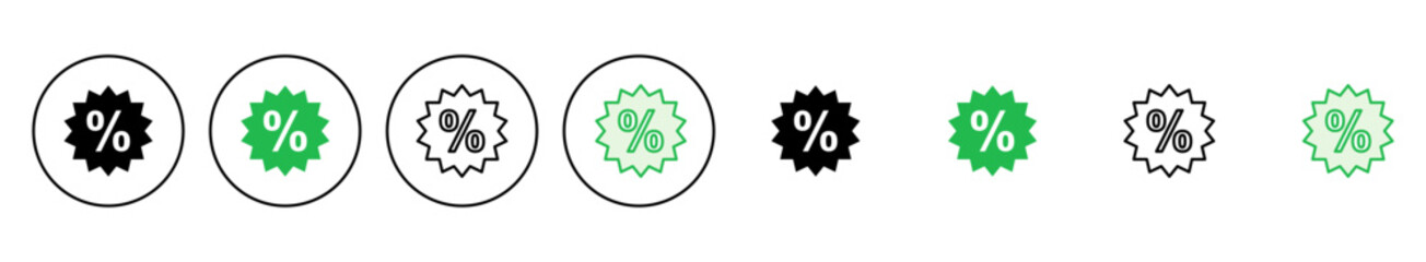 Discount icon set. Discount tag icon.