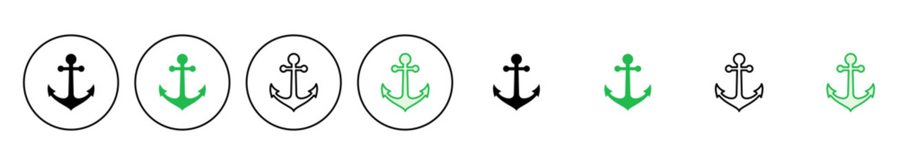 Anchor icon set. Anchor symbol logo. Anchor marine icon.