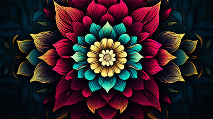 Luxury colorful floral ornamental background, generative ai