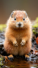 Curious European Ground Squirrel Standing Upright in Nature

