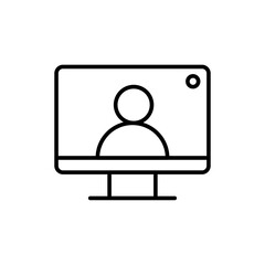 Video learning outline icons, minimalist vector illustration ,simple transparent graphic element .Isolated on white background