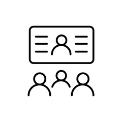 Online meeting outline icons, minimalist vector illustration ,simple transparent graphic element .Isolated on white background