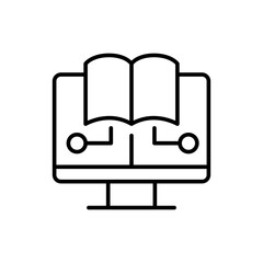 Online book outline icons, minimalist vector illustration ,simple transparent graphic element .Isolated on white background