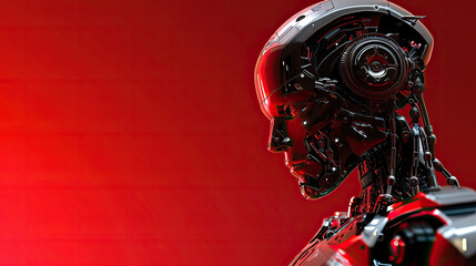 Sleek Red Advanced Robotics Theme Background