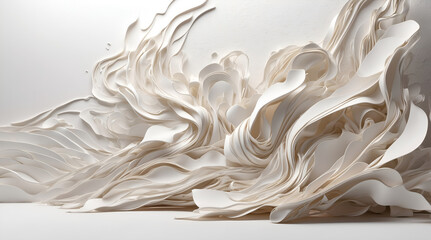 Large White Sculpture With Wave Design