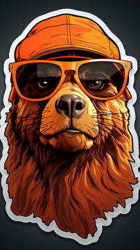 Anthropomorphic Dog with Sunglasses and Hat Illustration

