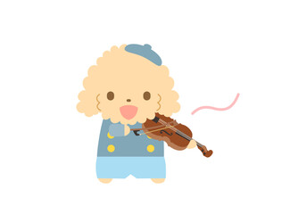 バイオリンを弾くわんちゃんのイラスト