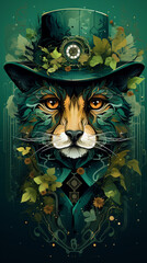 Anthropomorphic Elegant Tiger with Steampunk Hat

