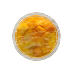compote fruit in plastic packaging top view isolated on white background - 703606624