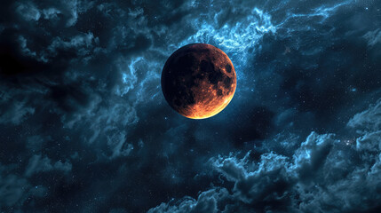 Obraz na płótnie Canvas The Earth's Shadow: Witnessing the Lunar Eclipse