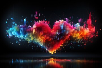 Whimsical Love A Delicate Symphony of Colorful Hearts Flight in a Generative AI