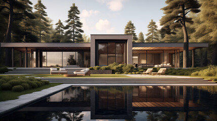 Obraz premium A beautifully designed modern residential building. Exterior view.