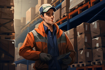 warehouse worker, warehouse, worker, warehouse working man, worker in warehouse