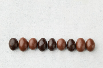 Traditional Easter Portuguese candies. A bunch of chocolates on white background