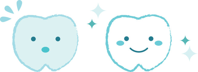 歯のキャラクター　ホワイトニング　青色