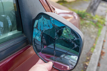 car rearview mirror after accident - 703608674