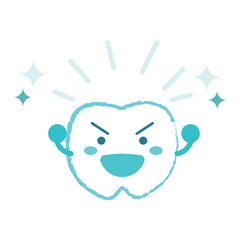 元気なキラキラ歯のキャラクター　青色