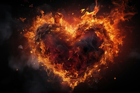 Flames of Passion A Mesmerizing Heart Shaped Fire Igniting the Generative AI