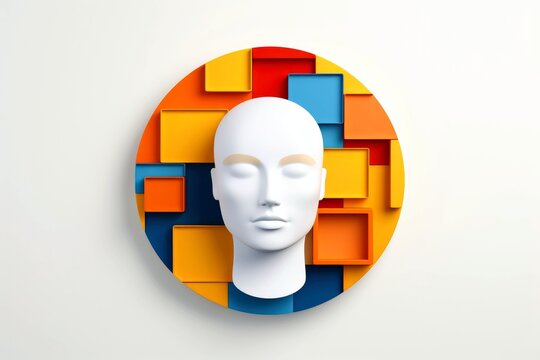 3d abstract human head,face, Psychic waves concept