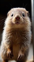 Curious Prairie Dog Standing Alert in Natural Light


