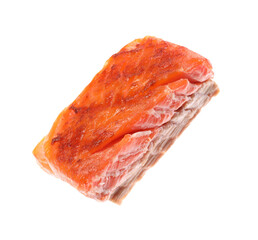 Fototapeta premium Piece of tasty grilled salmon isolated on white