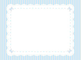 レースとリボンが可愛いブルーのフレーム背景