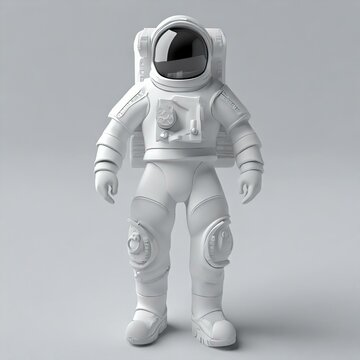 Astronaut in plain space suite with a grey background