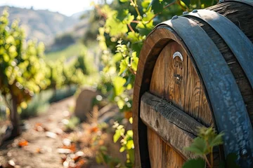 Fotobehang Rustic vineyard tour with wine tasting Showcasing the wine-making process and vineyard beauty © Bijac