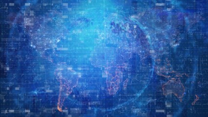 Digital concept binary code animation with computer programming and world map. - Powered by Adobe