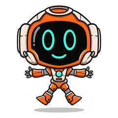 cute orange mascot robot illustration science technology